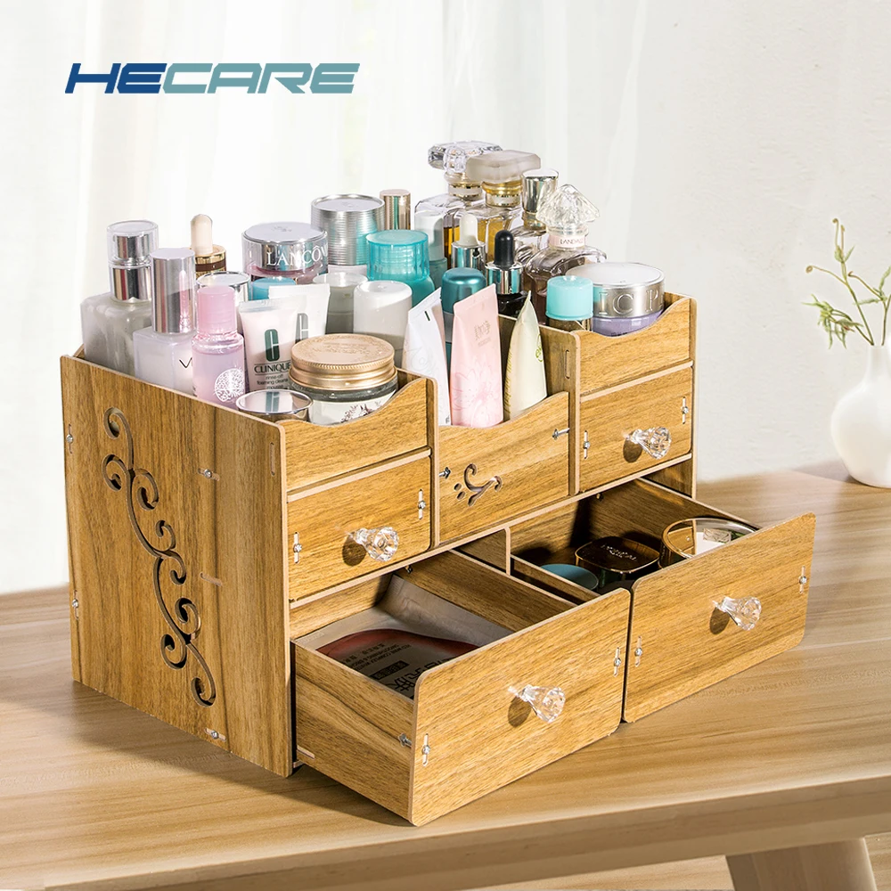 HECARE органайзер для ванной комнаты, деревянный органайзер, органайзер для косметики, аксессуары для ванной комнаты, набор для хранения, новинка