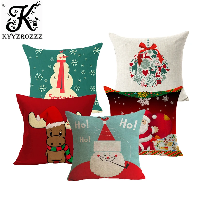 

Let It Snow Xmas Style Cushion Cover Merry Christmas! Santa Claus Socks Balloon Home Decorative Pillows Cover Nordic Gifts Owls
