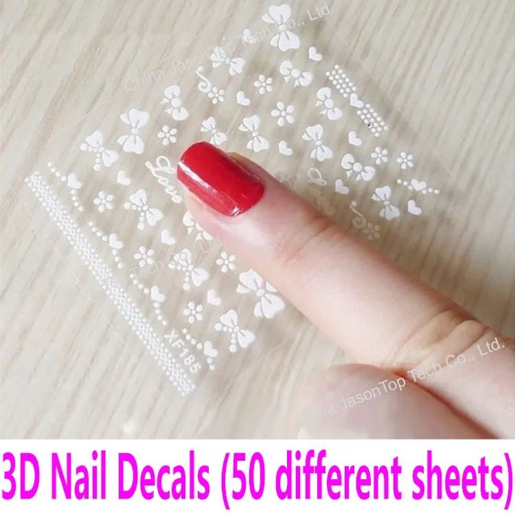 50 различных листов 3D наклейки для ногтей Красота модный дизайн узоры смешанные