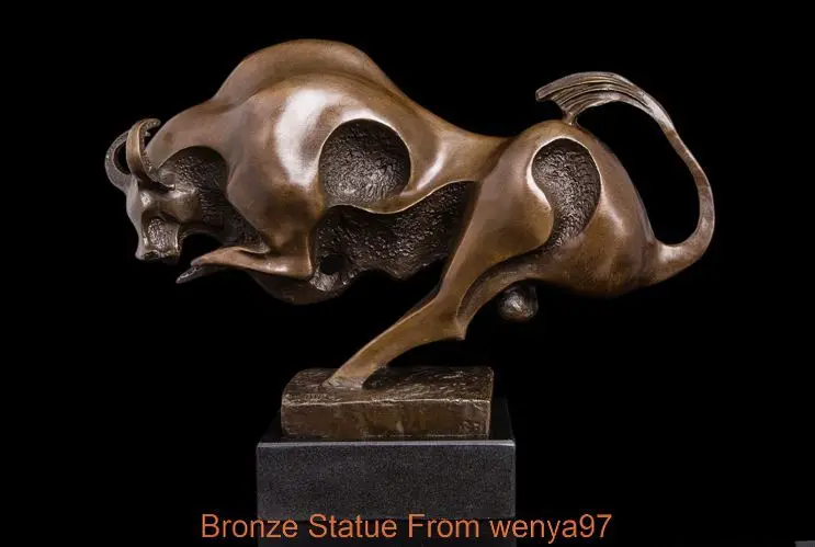 Скульптура в стиле арт-деко животный бык абстрактная бронзовая статуя | Дом и сад