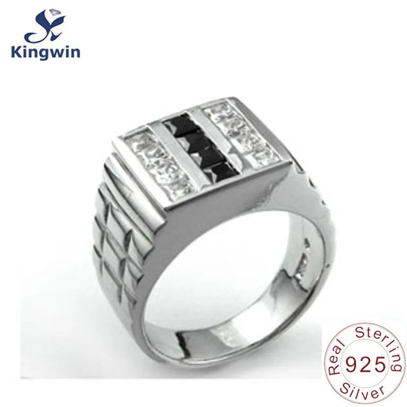 Мужские кольца из стерлингового серебра 925 пробы с золотым наполнителем