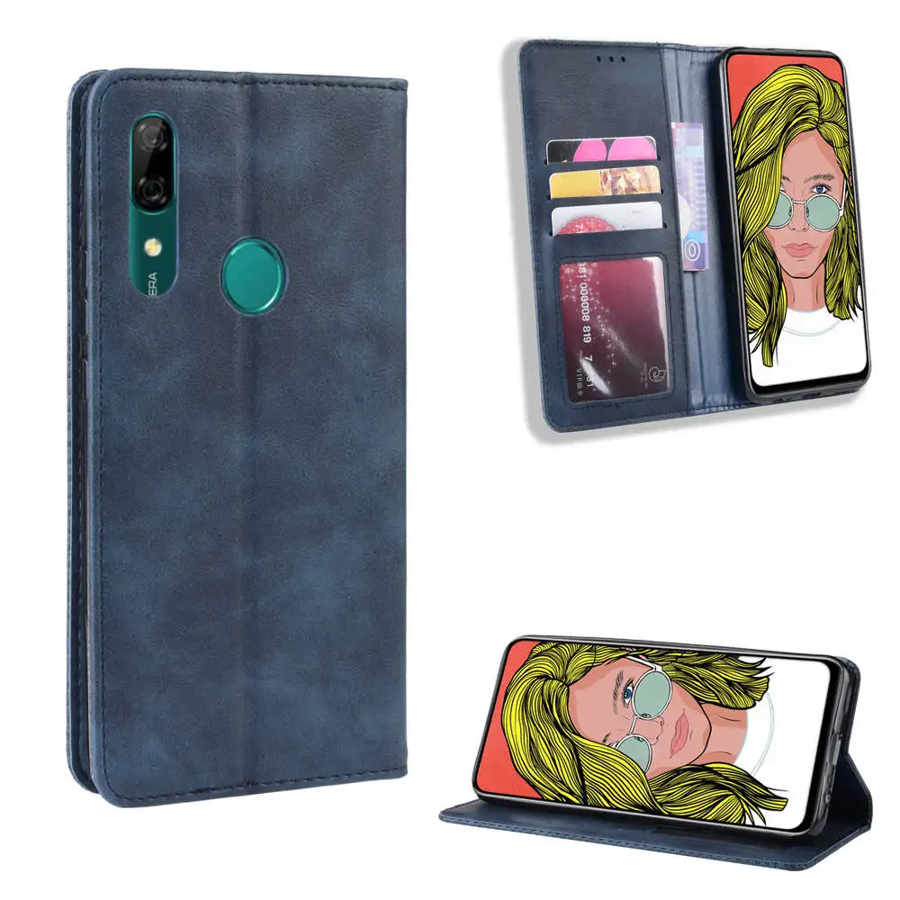 Роскошный чехол p smart z fone для Huawei P Smart Z Ретро Чехол из искусственной кожи с