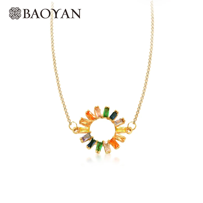 Baoyan Boho красочные радужные кристаллические солнечные Ожерелья Подвески женские