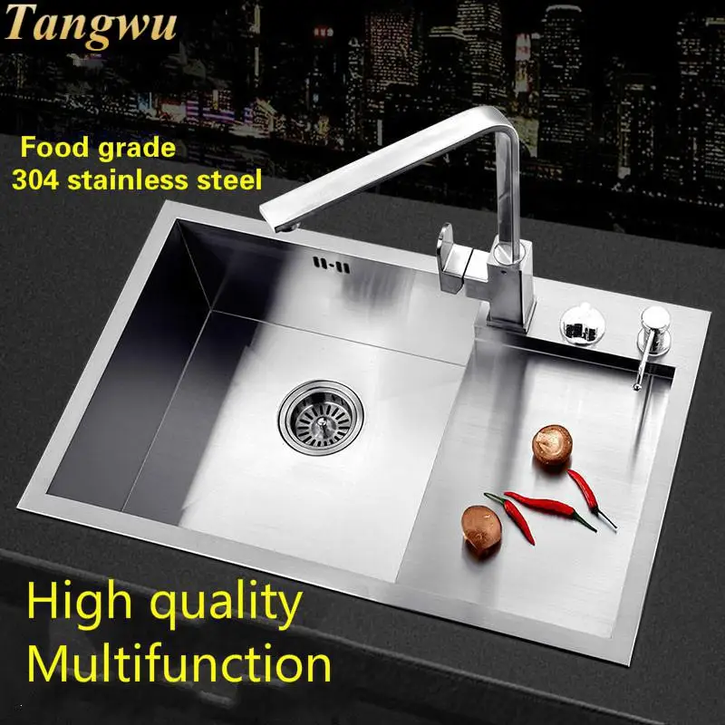 Бесплатная доставка роскошная кнопка умный слив кухонная ручная раковина