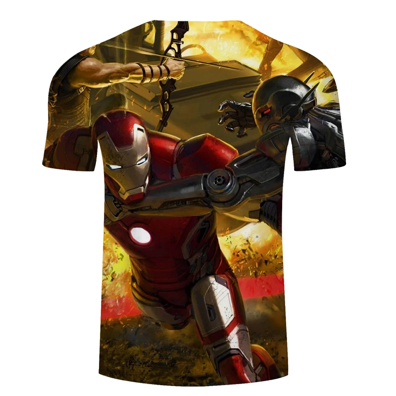 Футболки с принтом Железный человек мстители футболка Марвел повседневные