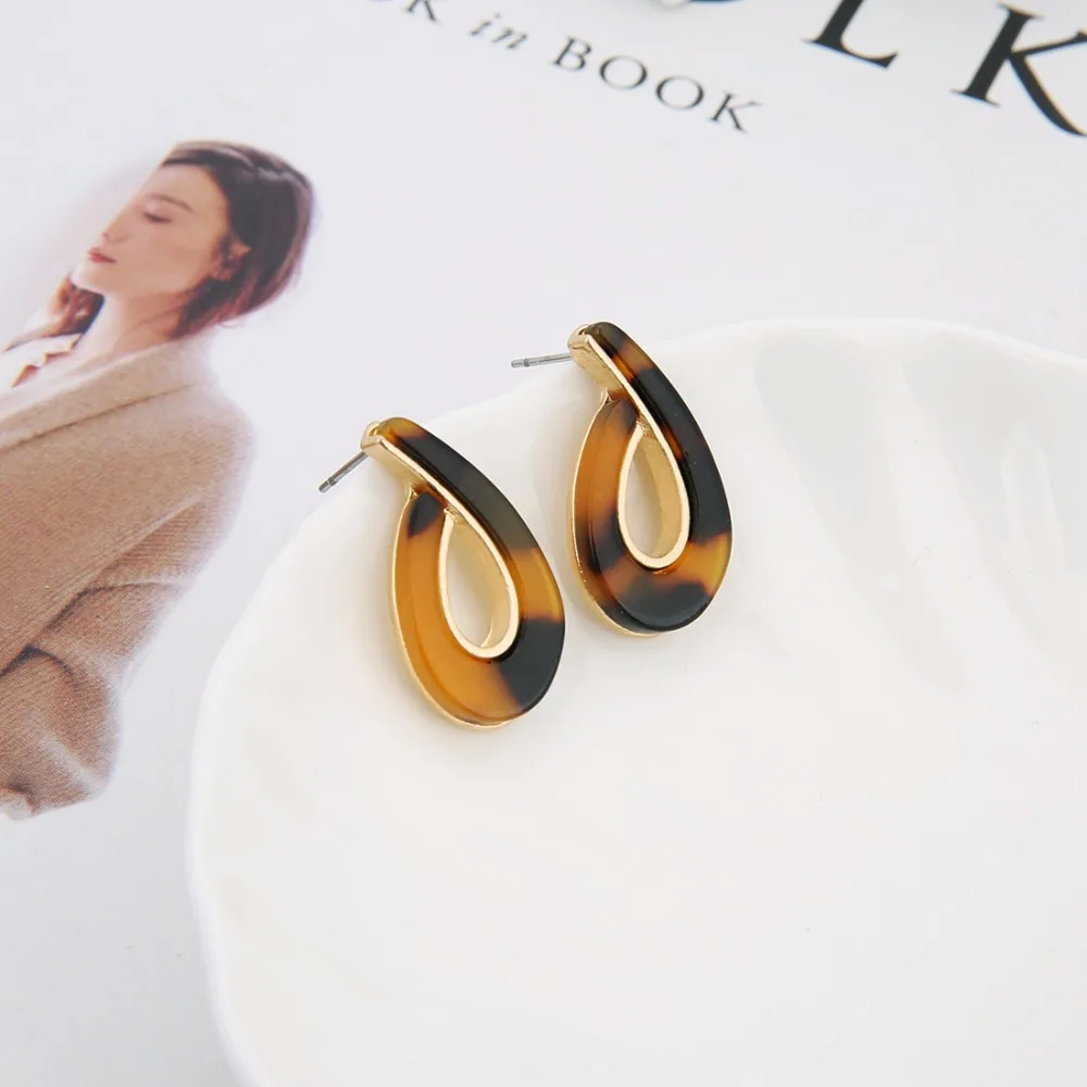 Женские леопардовые большие серьги эффектные висячие в форме капли свадебные