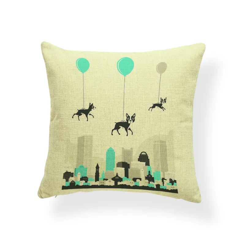 Наволочки с животными Boston Terrier наволочки изображением Парижа воздушных шаров