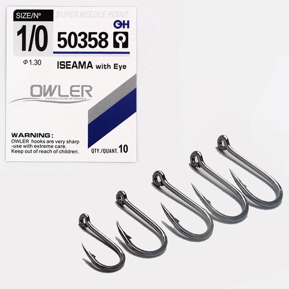 ISE Fishing Hook ISEAMA With Eye 50358 1/0-10#  10pcs/lot  High Carbon  Carp Catfish Anzol Peche Japan Tackle Fishing hook owner 2