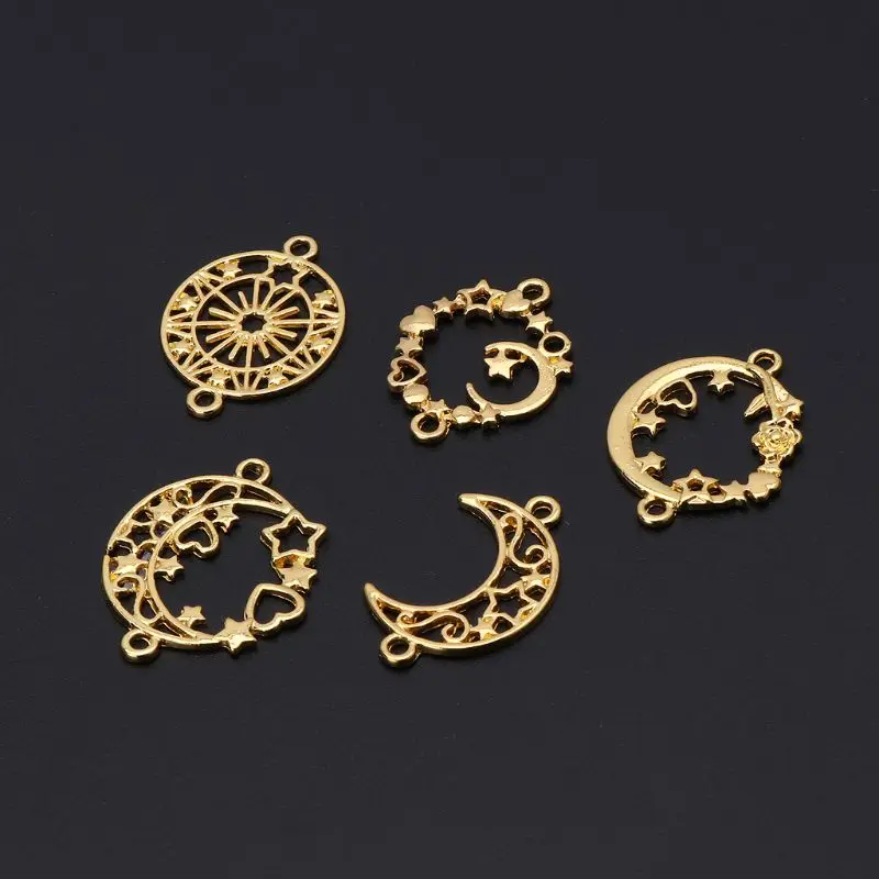 5Pcs Moon Star Metal Frame Connector Bezel Blank Setting UV Resin Jewelry Making Accessories | Украшения и аксессуары