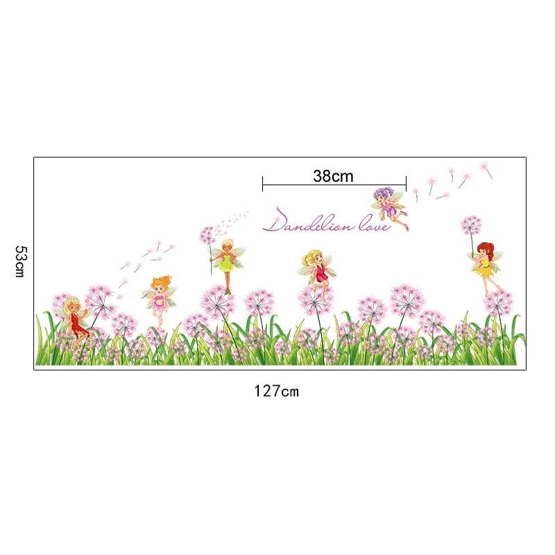 [Fundecor] Одуванчик цветок наклейки на стену Феи домашний Декор Гостиная Кухня Дети