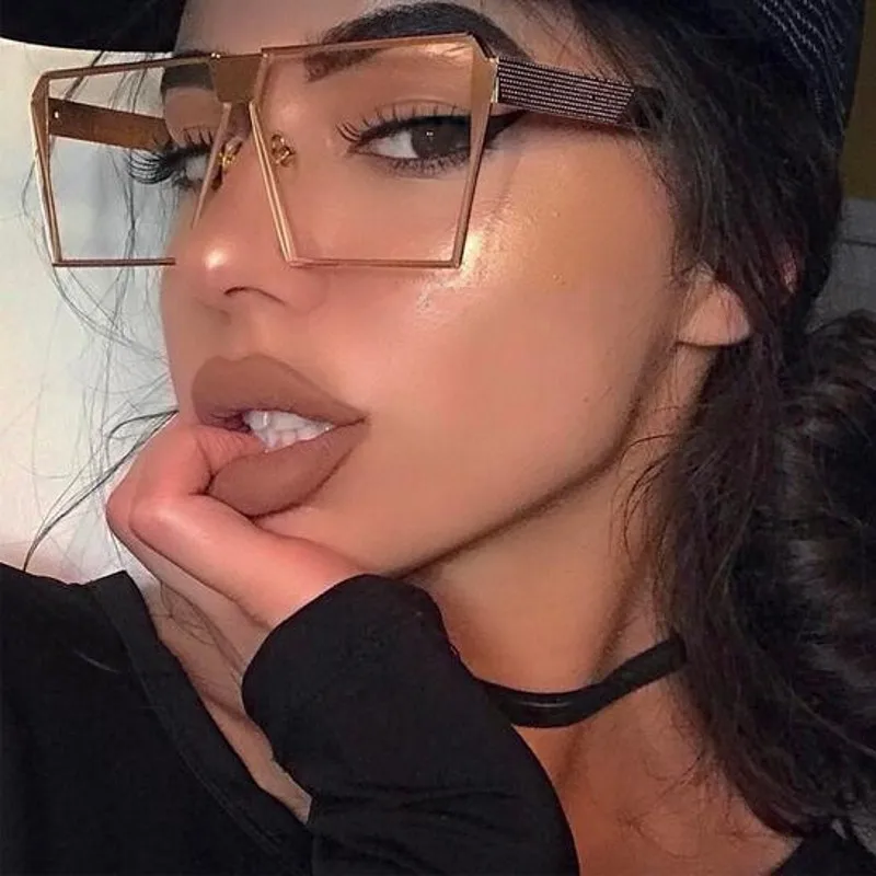 Flat Top квадратные очки Frame Для женщин большие Металлические оттенки Высокое качество Óculos негабаритных UV400 защиты Светоотражающие объектива люнет