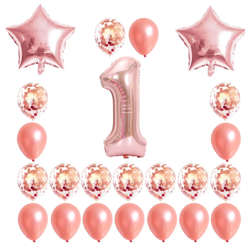 Number1 year old 24 шт./компл. 16 21 30 40 50 60th с днем рождения звезда розового золота конфетти 40 дюймов количество Фольга шар Декор для вечеринки в честь Дня рождения поставки - Цвет: Number1 year old