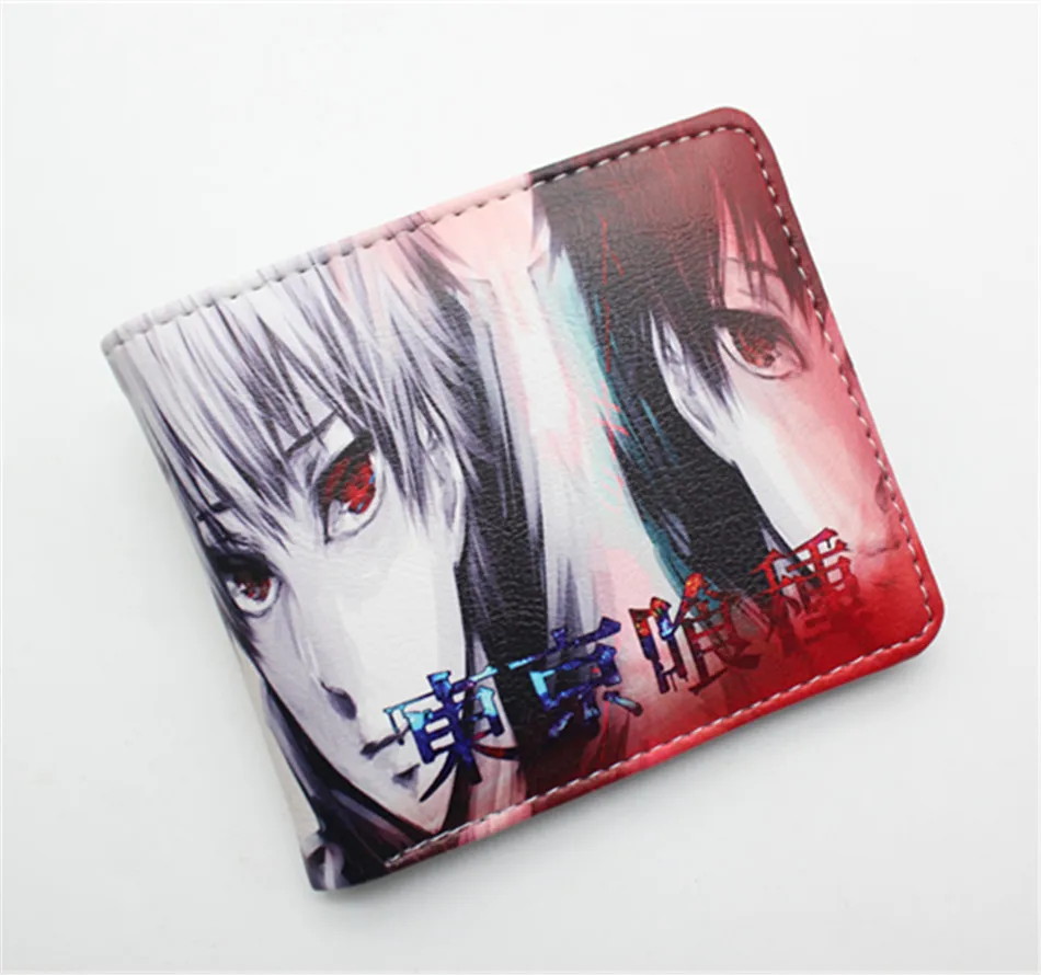 Аниме Токийский вурдалак Kaneki Ken Pu короткий кошелек Двойные фото держатель для карт мальчиков девочек мужской принт слои кошелек Кнопка кожаные кошельки