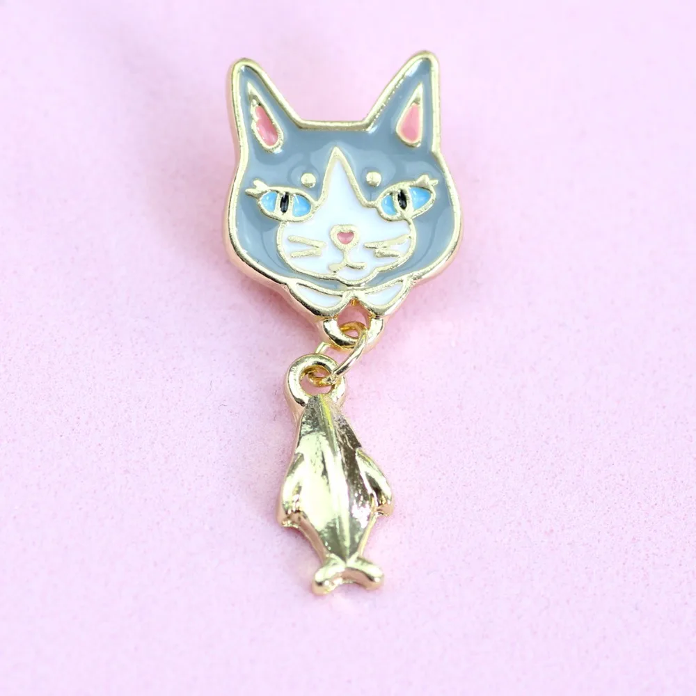 Timlee X294 симпатичная металлическая брошь в виде кота рыбы лисы кролика звезды