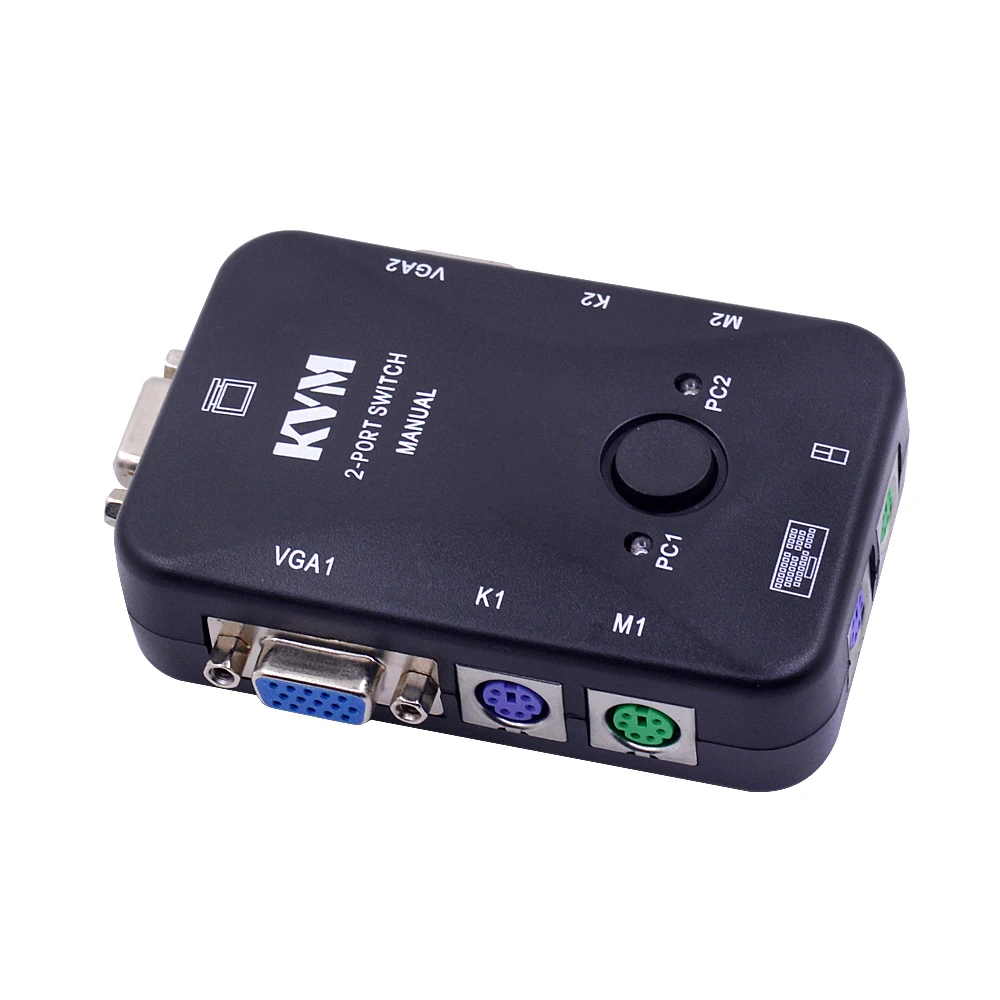 2 порта PS/2 KVM переключатель VGA SVGA разветвитель Box контроллер для клавиатуры мышь