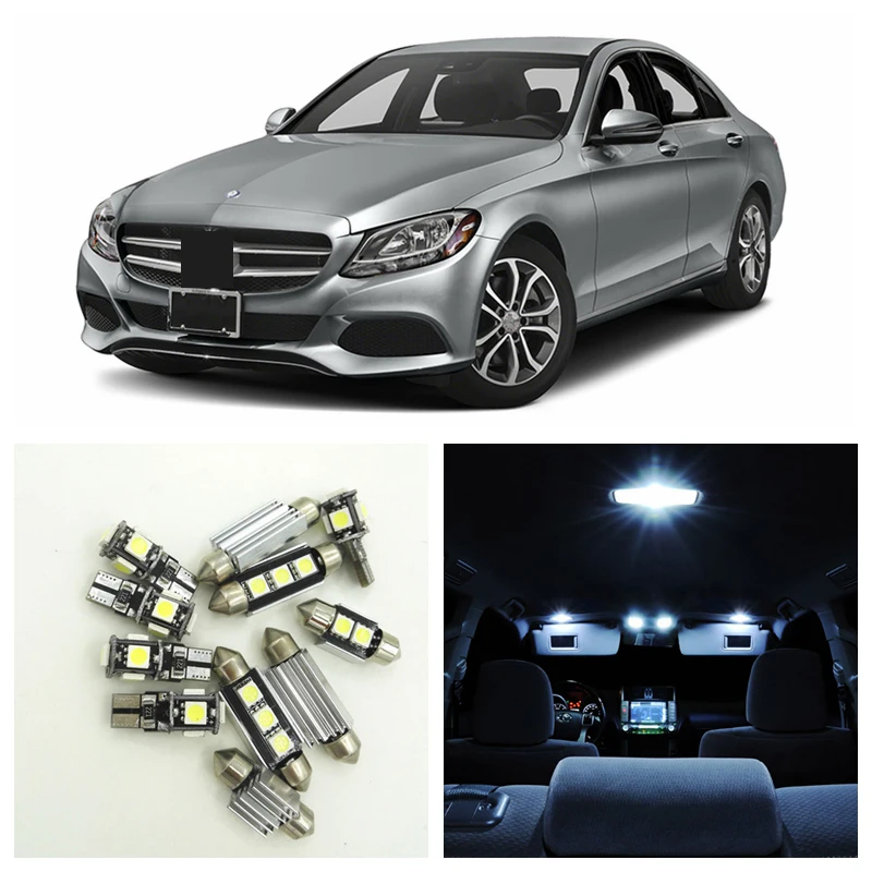 14pcs White Canbus Car LED Light Bulbs Interior Package Kit For 2011 2012 2013 Mercedes Benz C-Class W204 Door Lamp Error Free | Автомобили