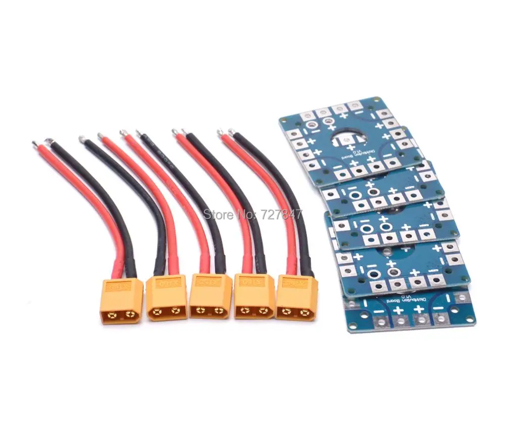 5 комплектов XT60 штепсельная вилка с проводом 14AWG + распределительная плата