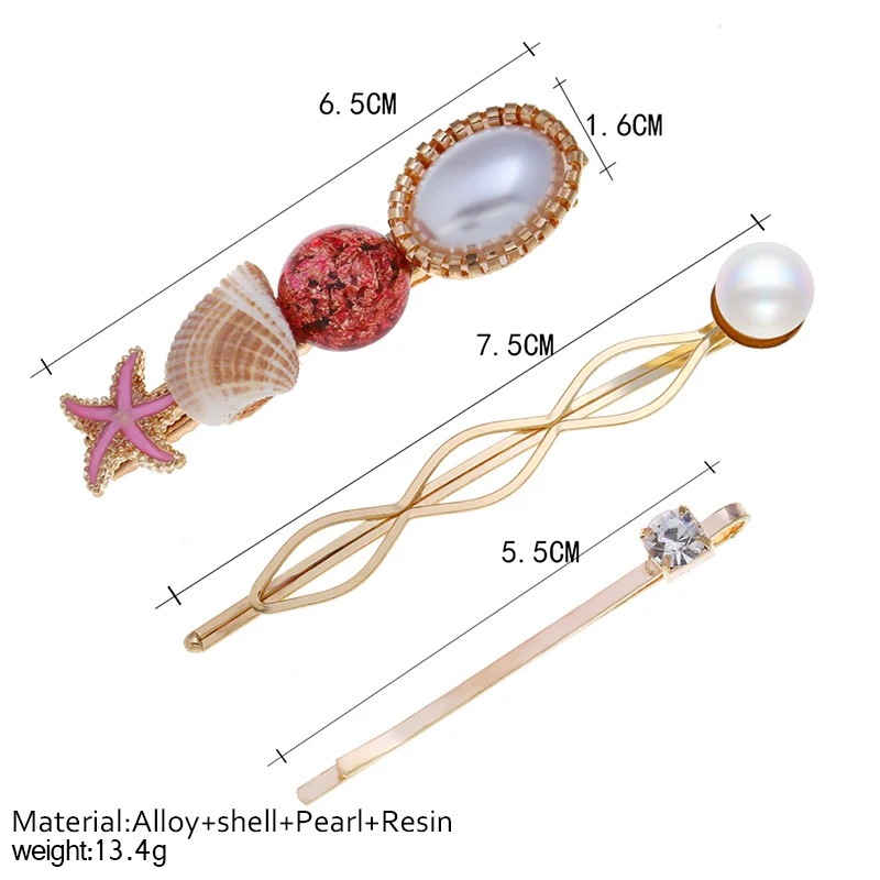 Популярные корейские разноцветные заколки для волос 3 шт./компл. с жемчугом в виде