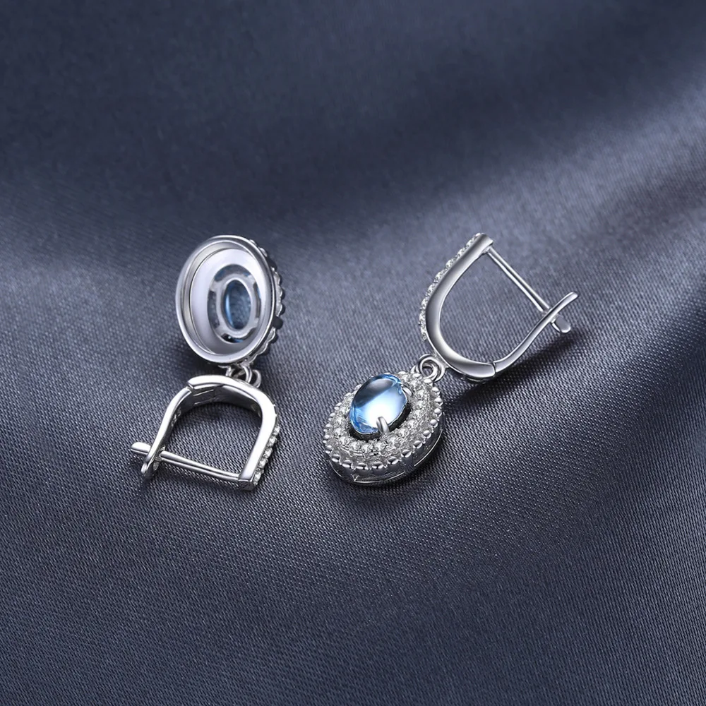 JewelryPalace Роскошные 1.3ct Подлинная кабошон голубой топаз Длинные Висячие серьги для