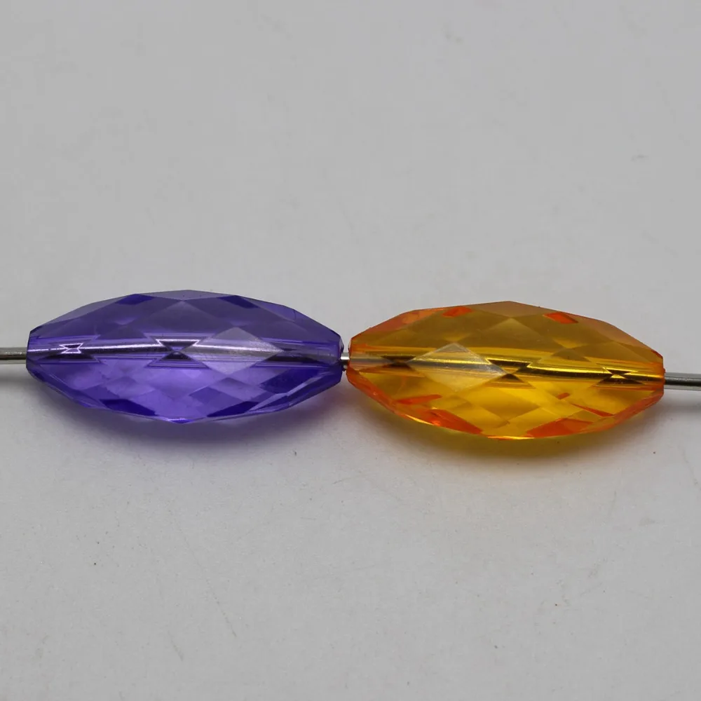 

30 Mixed Colour Transparent Acrylic Faceted Flat Oval Tube Beads 30mm