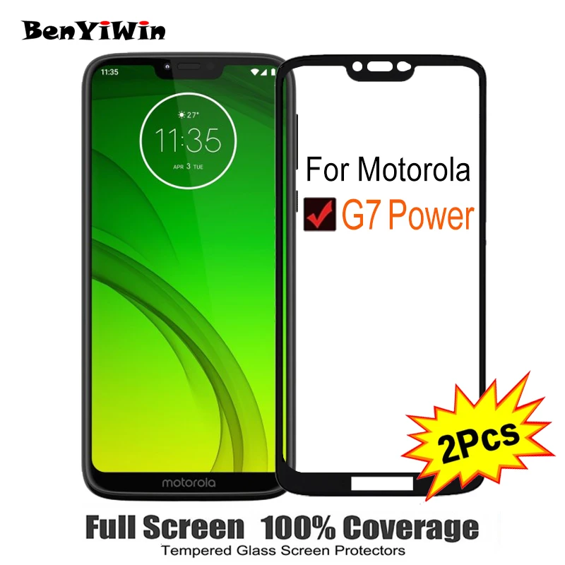2 шт Полное покрытие экрана протектор Закаленное стекло для Motorola Moto G7 power 6,2" Защитное стекло для g7 power XT1955 пленочный чехол