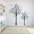 Наклейка на стену с деревом, для спальни, древо жизни, корни, птицы, улетающие, домашний декор, Йога, студийный декор, A7-015