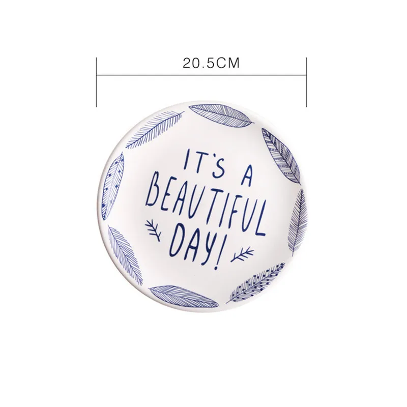 8 дюймовая керамическая обеденная тарелка с буквами для фарфорового салата в