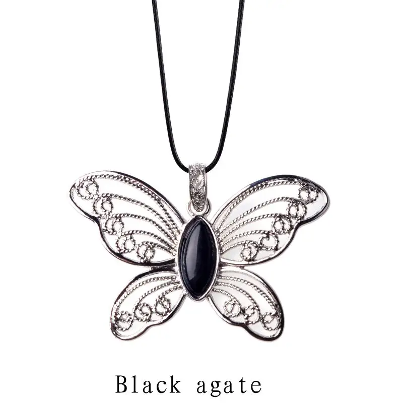 Ожерелье с натуральным камнем и тигровым глазом кулон мультяшным изображением