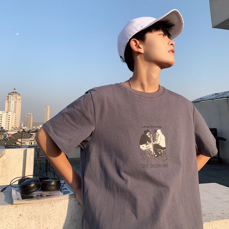 Короткий рукав хлопок мультфильм Аниме футболки для мужчин oversize 5xl уличная Лето