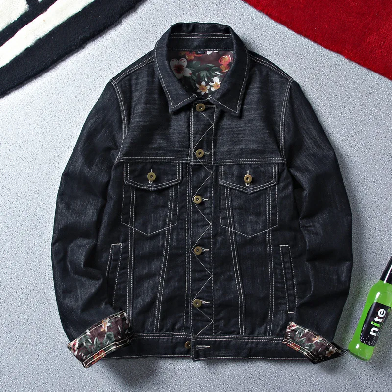 Джинсовая куртка мужская однотонная Повседневная джинсовая ковбойская верхняя