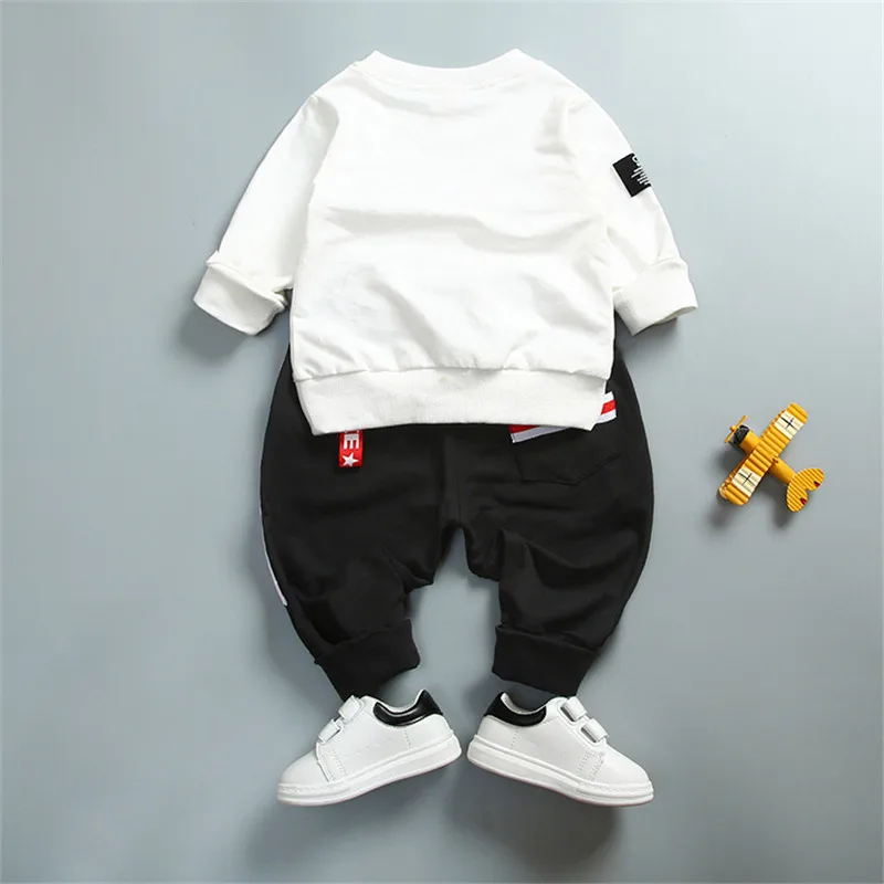 0-4 ages 100% cotton 2018 spring autumn casual active letter children clothing kid suit T-shirt+pant baby girl boy set | Детская одежда