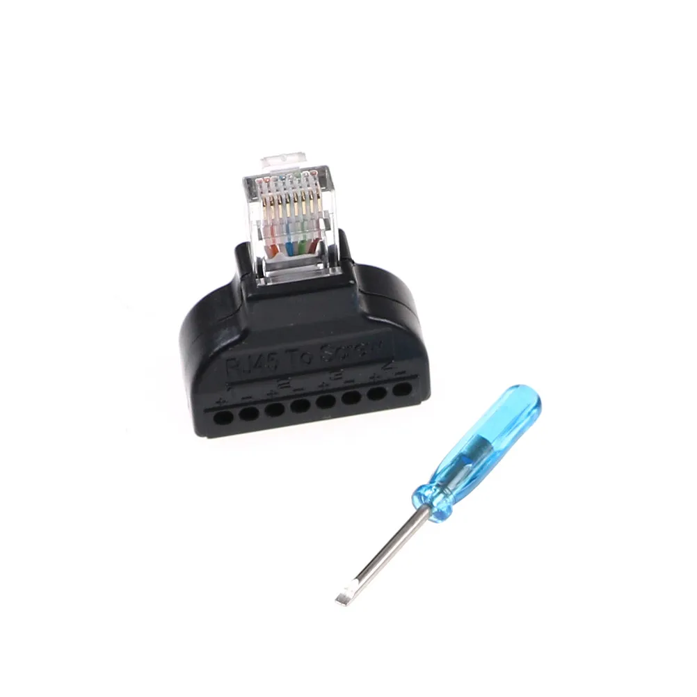1 шт. черный Пластик RJ45 Ethernet Мужской до 8 контактный терминал AV винт адаптер с