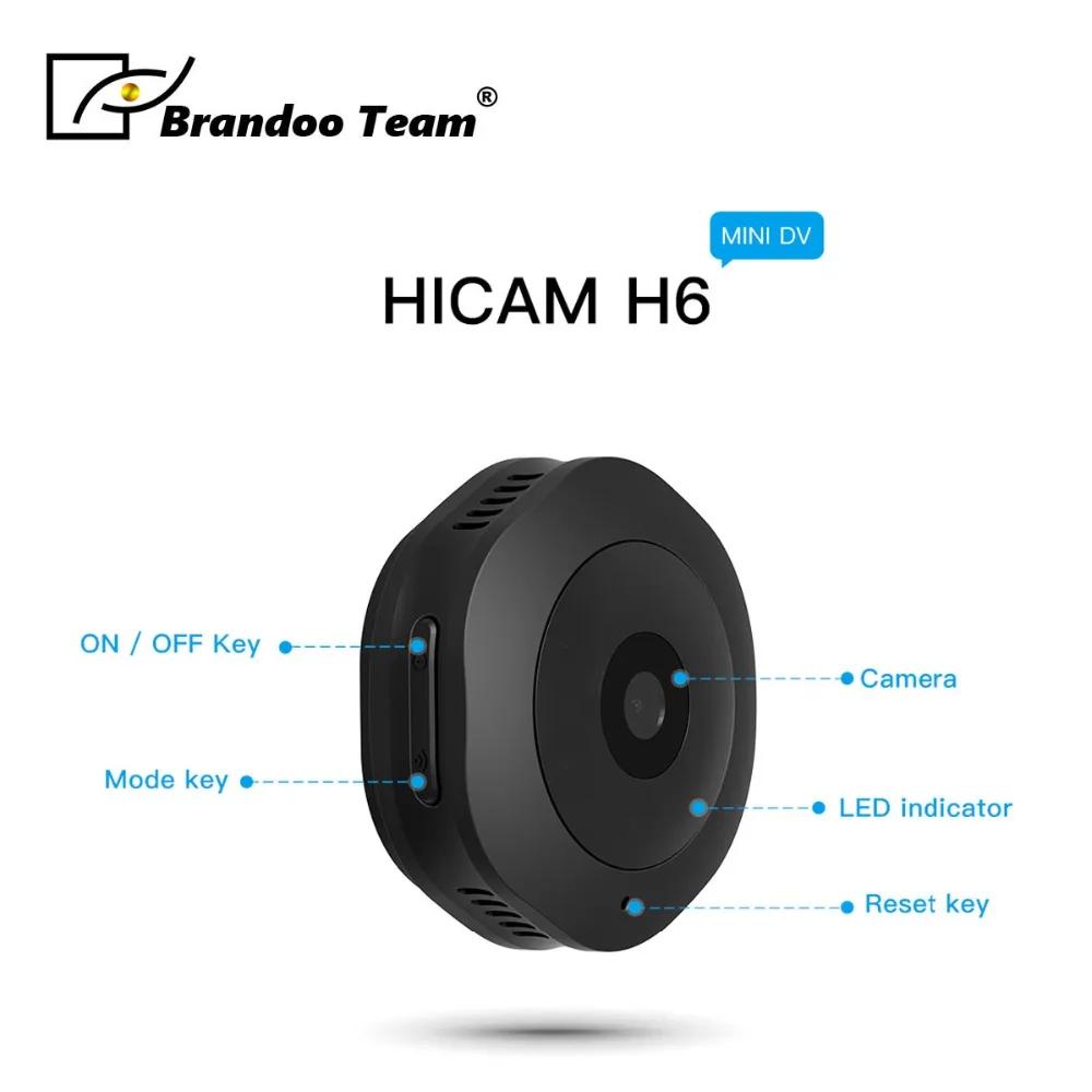 Brandoo H6 HD 1080P Автомобильная домашняя видеокамера ночного видения мини камера 2mp