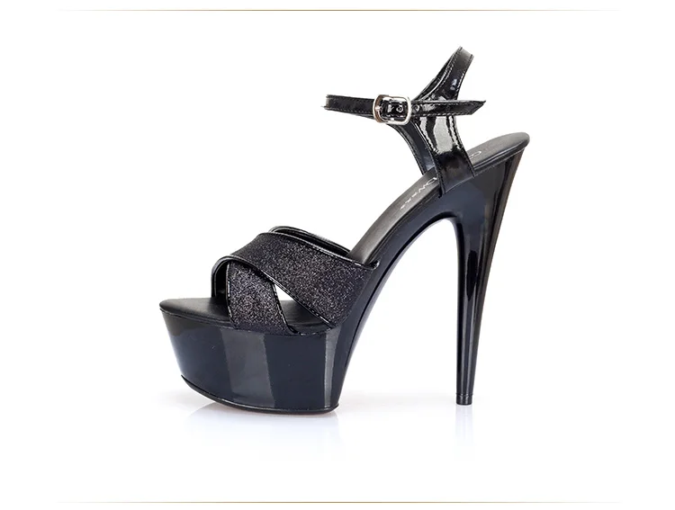 Модельные туфли с машинками; Новинка года; пикантная обувь для ночного клуба; босоножки на высоком каблуке 15 см; свадебные туфли с серебряными блестками