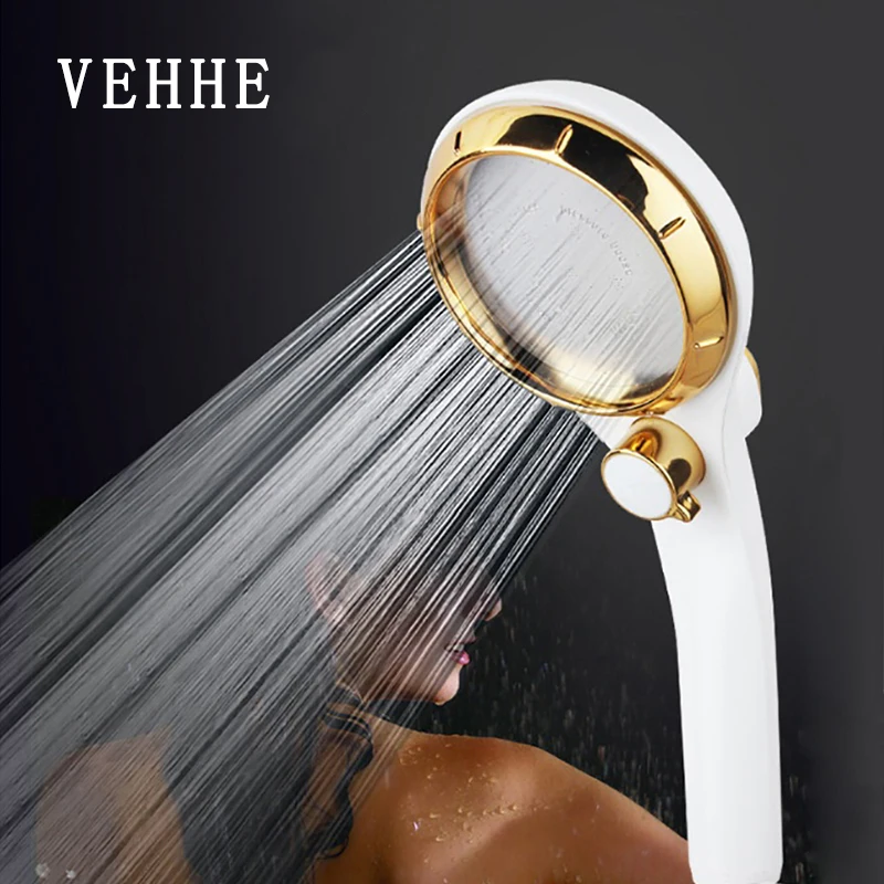

VEHHE Large Panel Shower Spray Nozzle Handhold Shower head Water Saving High Pressure Stepless Adjustable Button Rotating SPA