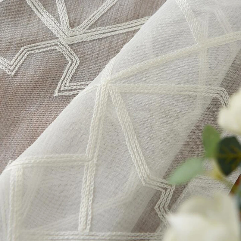 3 м настроить тюлевые ткани хлопок 280 см высокая Геометрия вышитые Sheer окна шторы