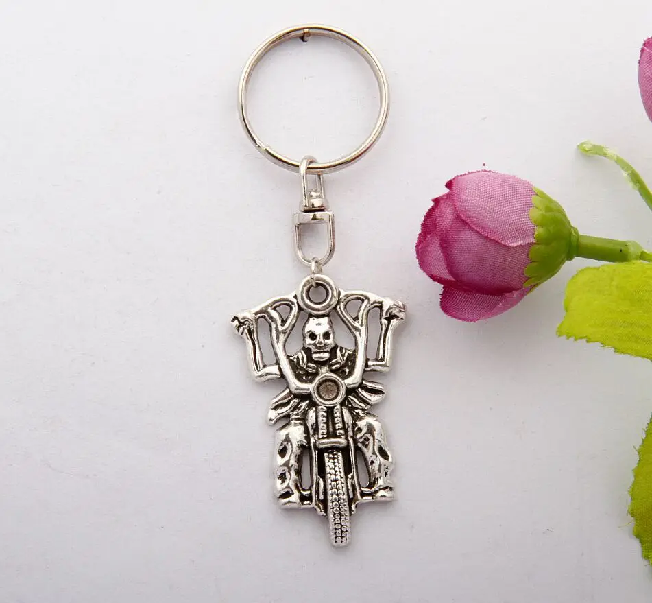 Горячая 10 шт./лот винтажная серебряная подвеска с черепом &quotмотоцикл&quot