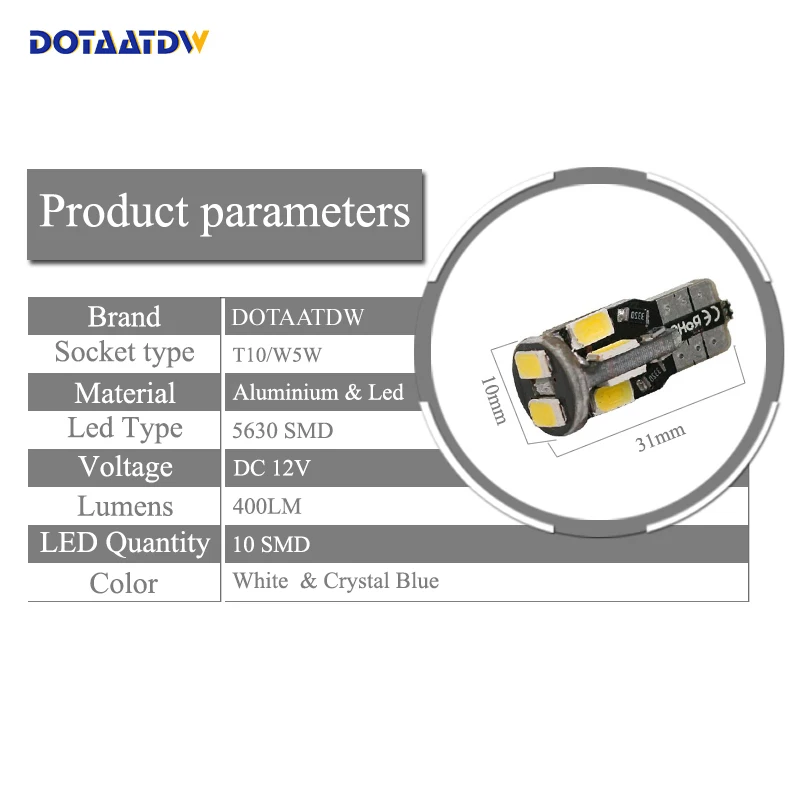 2x супер яркий T10 194 168 W5W 10SMD 5630 Cree чип клиновидная База автомобильный светодиодный