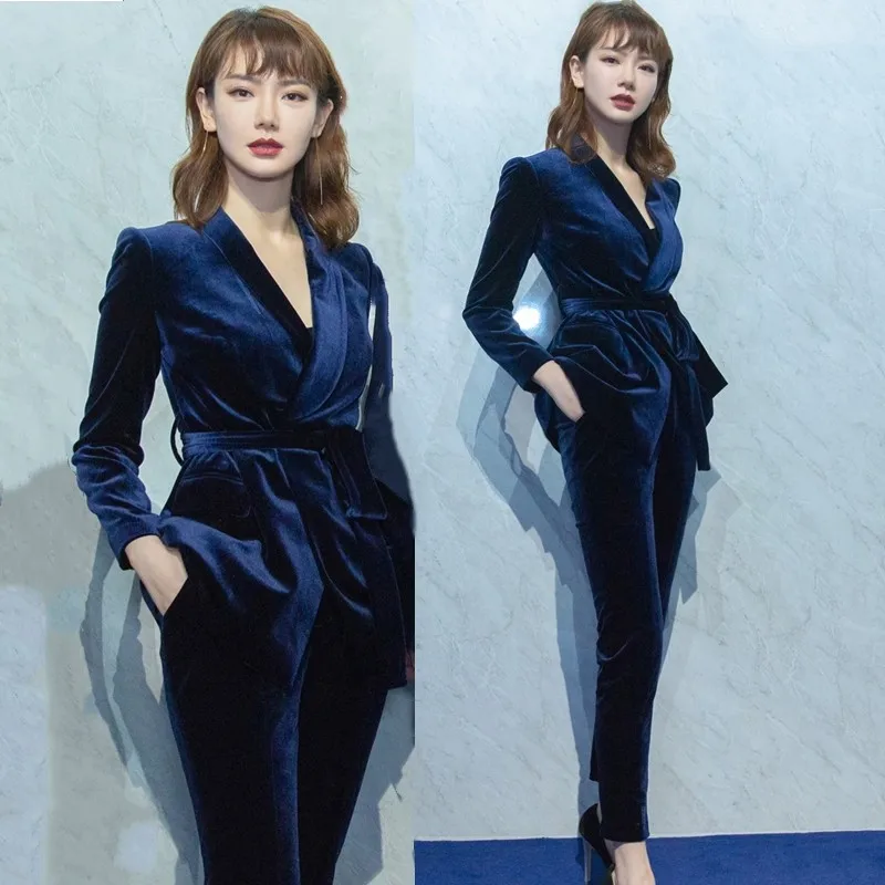 Новый стиль Бордовые женские костюмы для выпускного вечера на заказ вельветовый