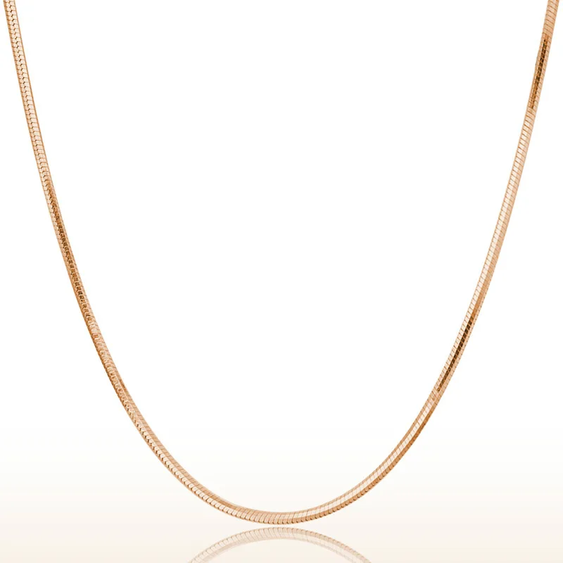 

High Quality Fashion 45cm Rose Gold Color Snake Chain Jewelry Ladies Short Necklace Wholesale Drop Shipping