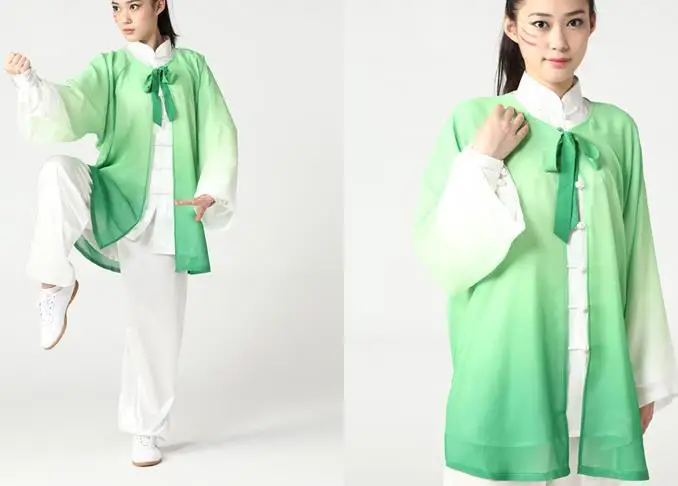 Красивая шифоновая одежда для женщин и мужчин с вуалью Тай Чи костюмы боевых