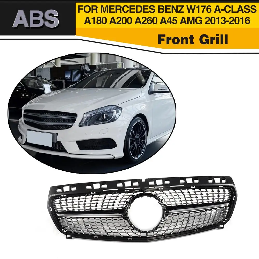 ABS алмаз Передняя решетка для Mercedes Benz W176 A CLASS A180 A200 A260 A45 AMG 2013 2014 2015 без Логотип