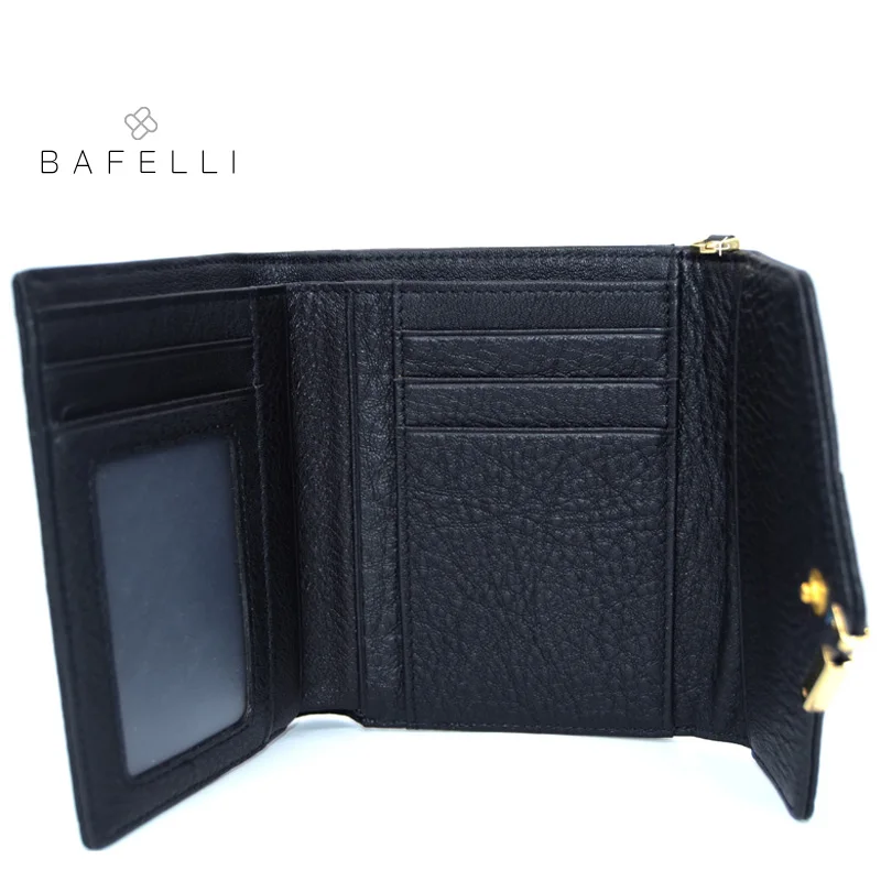 

BAFELLI women genuine leather short wallet simple hasp money clip women business black wallets famous brands women wallet