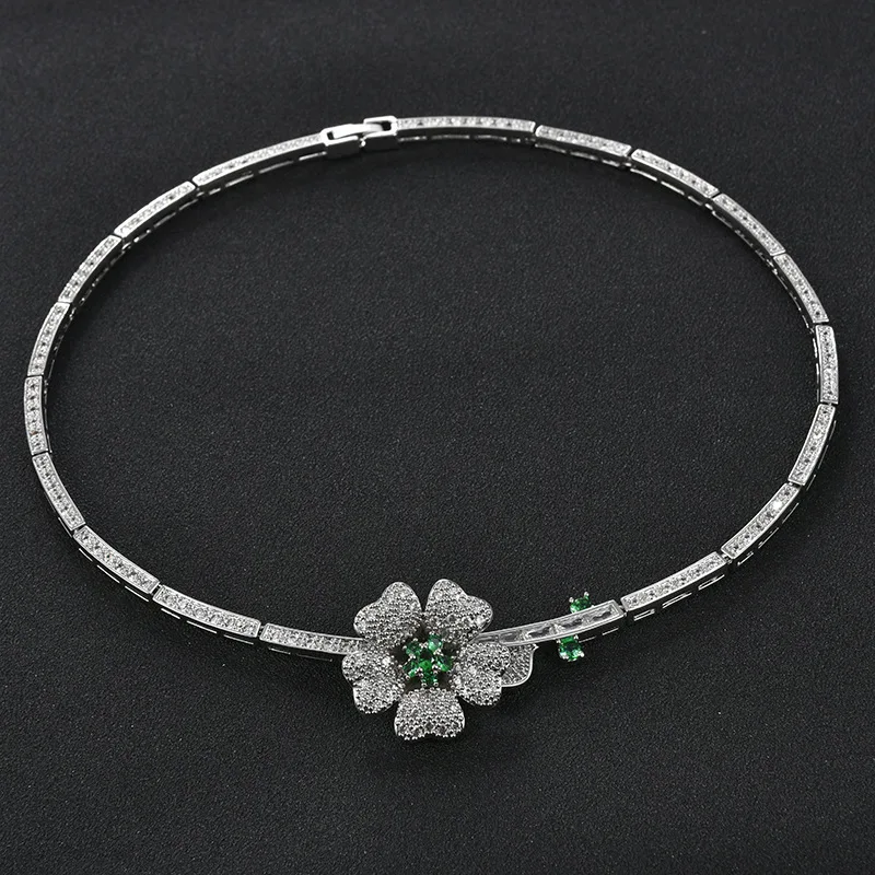 Изысканный свадебный набор украшений в форме цветка bijoux mariage с большим цирконием