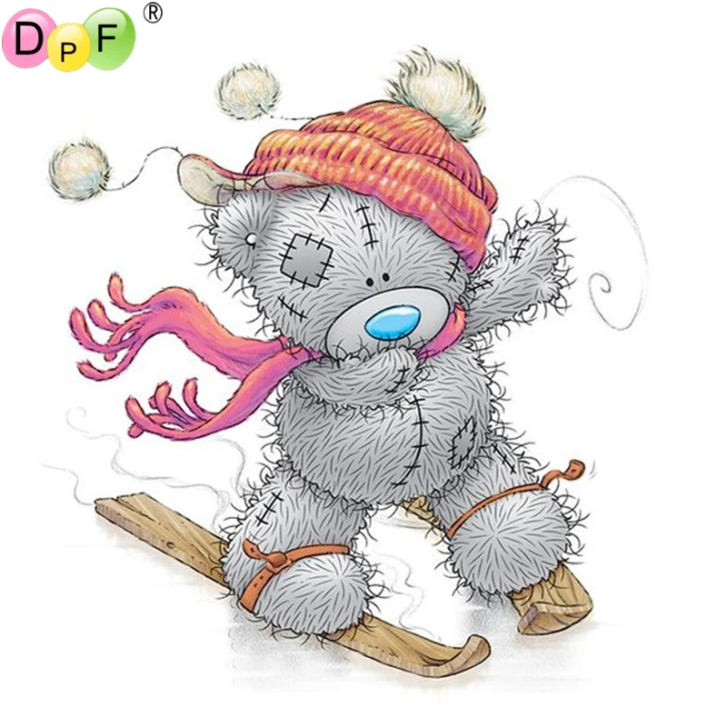 DPF алмазная живопись вышивка крестиком мишка тедди любит катание на лыжах