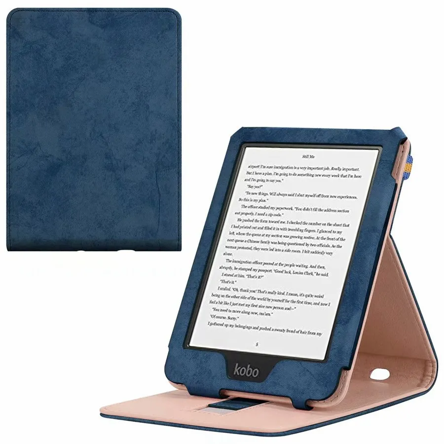 navy Ультратонкий умный кожаный чехол для KOBO Clara Clear HD, 6 дюймов,, чехол для Kobo Clara HD, чехол с функцией автоматического сна/пробуждения+ пленка+ ручка - Цвет: navy