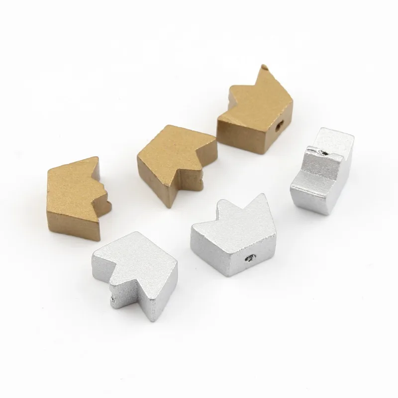 Бусины деревянные смешанные золотистые/серебристые 17 х12 мм короны для