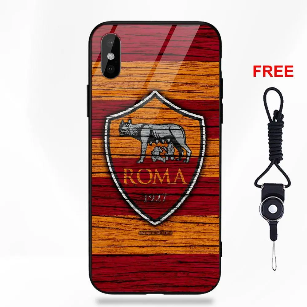 as picture Логотип Roma football для Apple iPhone 5 5C 5S SE 6 6S 7 8 Plus X XS Max XR Diy красочная мягкая ТПУ Рамка с принтом+ закаленное стекло - Цвет: as picture