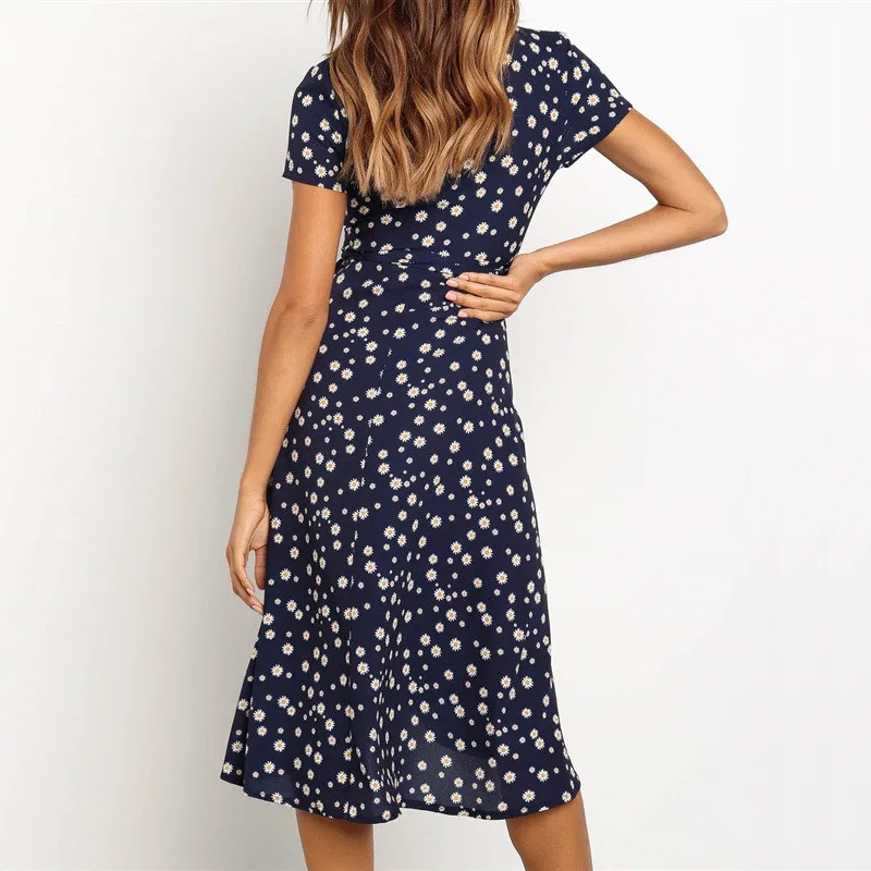 Женское шифоновое тонкое платье элегантное офисное с v образным вырезом и