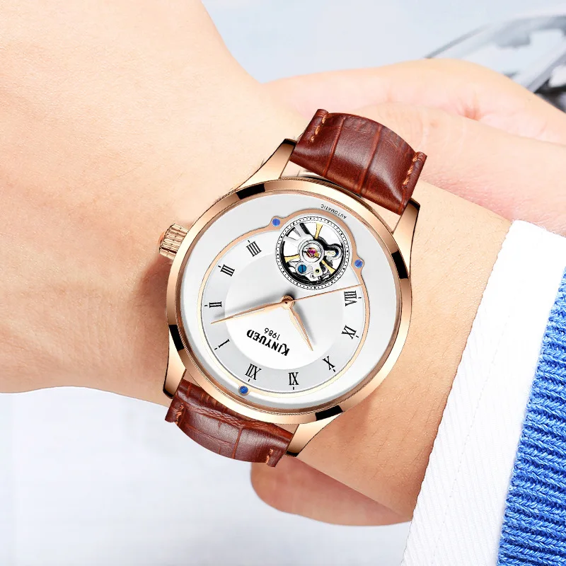 

KINYUED Luxury Brand Tourbillon Skeleton Automatic Watch Men Mechanical Luminous Self-Wind Mens Watches Casual horloges mannen